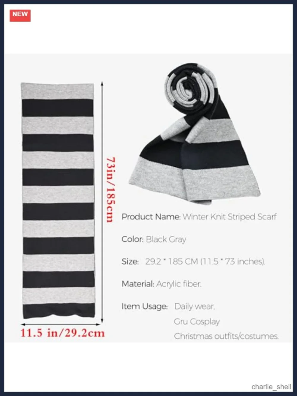 Men's Acrylic Striped Scarf Halloween Costume Accessory